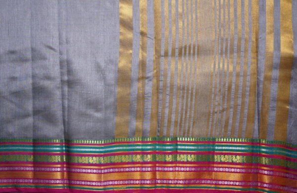 Gray Raw Silk Saree - Image 8