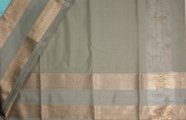 Light Turquoise Pure Silk Saree - Image 4