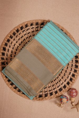 Light Turquoise Pure Silk Saree