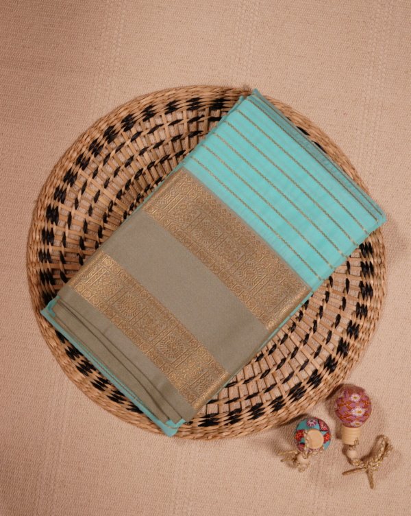 Light Turquoise Pure Silk Saree
