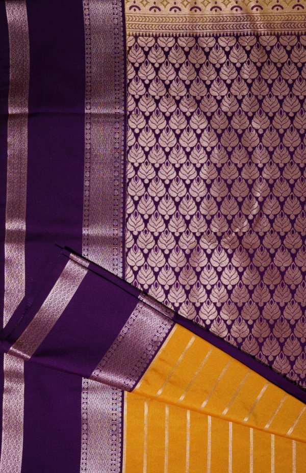 Mustard Yellow Pure silk Saree - Image 6
