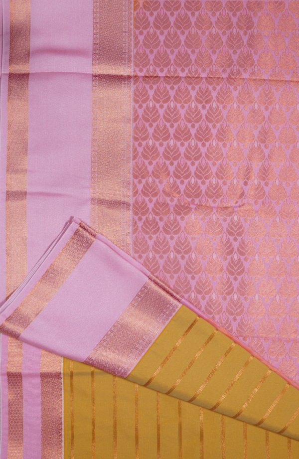 Muted Mustard Pure Silk Saree - Image 3