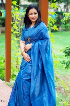 Blue Self Weaving Soft Cotton Saree