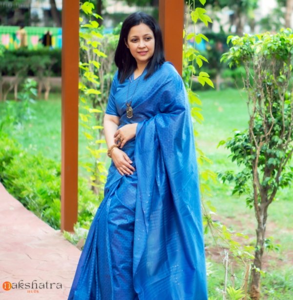 Blue Self Weaving Soft Cotton Saree