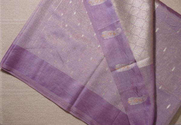 Lilac Tissue Organza Saree - Image 6