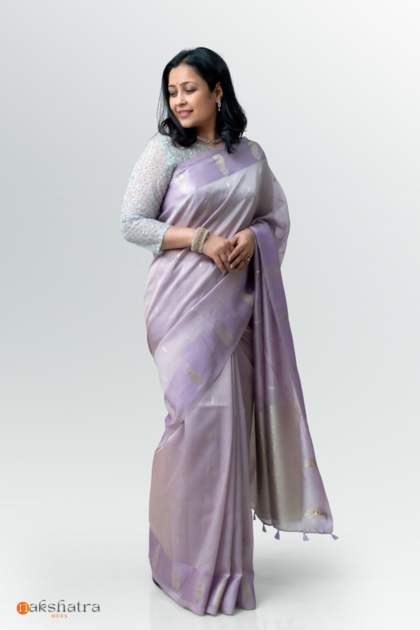 Lilac Tissue Organza Saree - Image 2