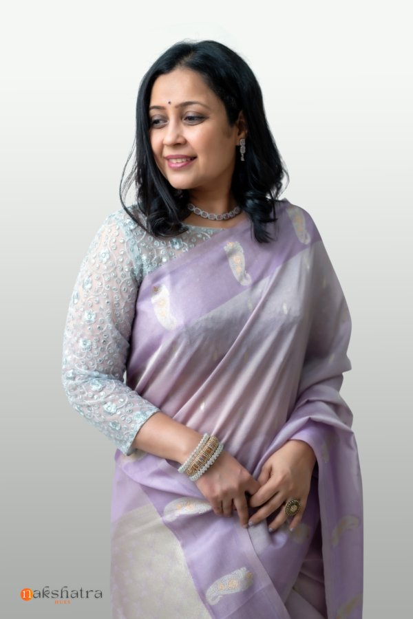 Lilac Tissue Organza Saree - Image 3