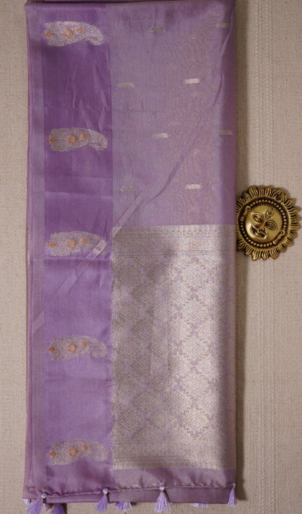 Lilac Tissue Organza Saree - Image 4