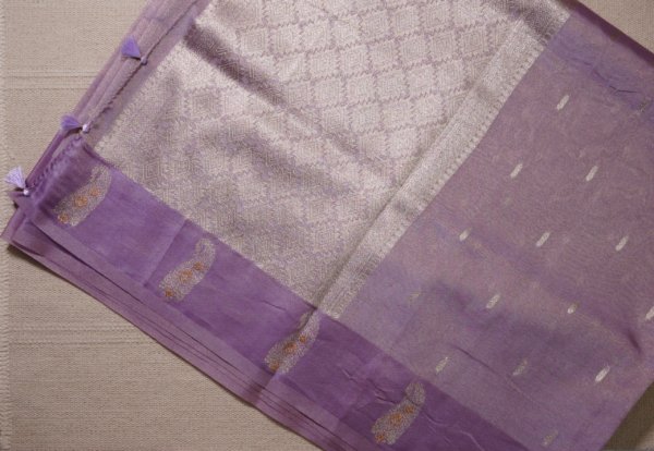 Lilac Tissue Organza Saree - Image 5