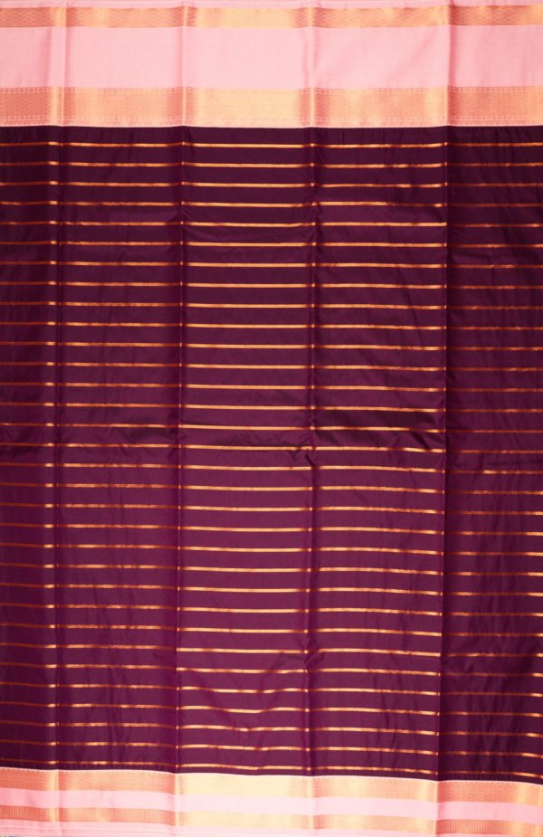 Burgandy Pure Silk Saree - Image 2
