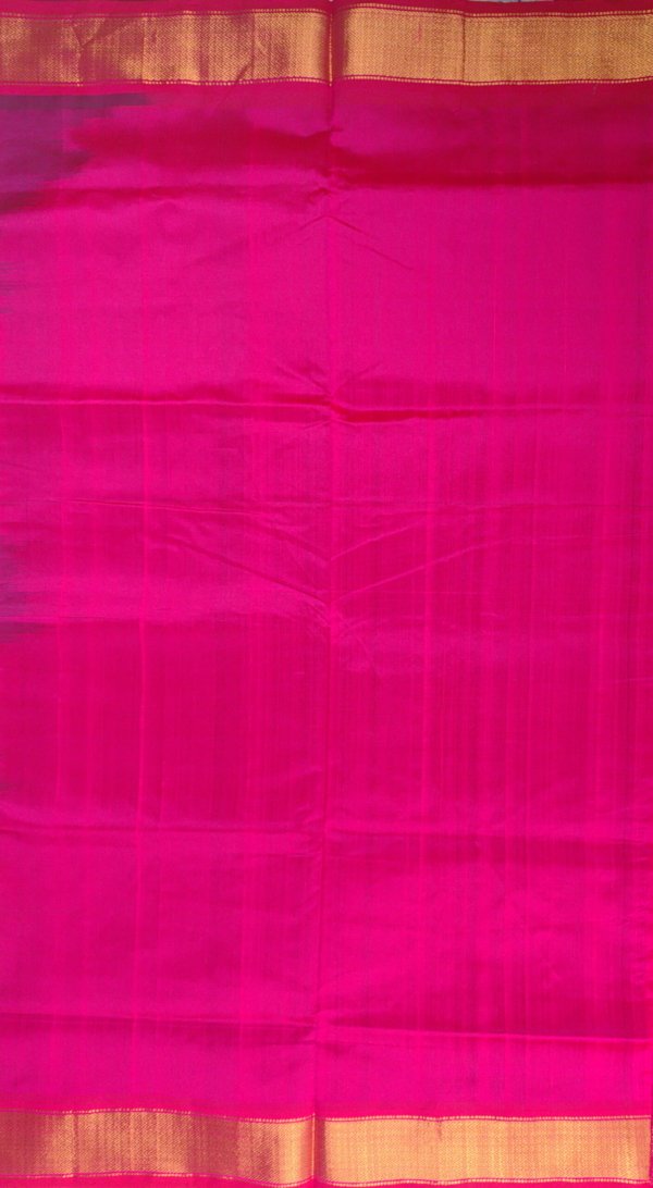 Deep Blue Pure Cotton Silk Handloom Saree - Image 5