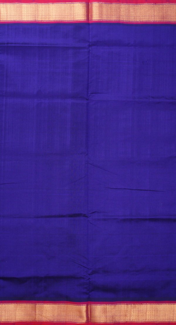 Deep Blue Pure Cotton Silk Handloom Saree - Image 3