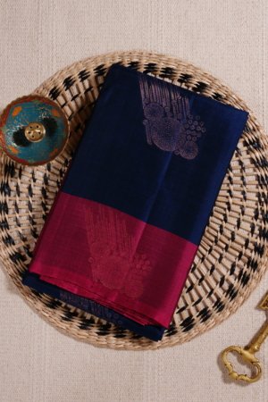 Deep Blue Pure Silk Handloom Saree