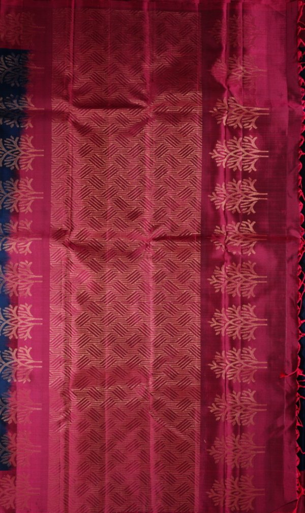 Deep Blue Pure Silk Handloom Saree - Image 3