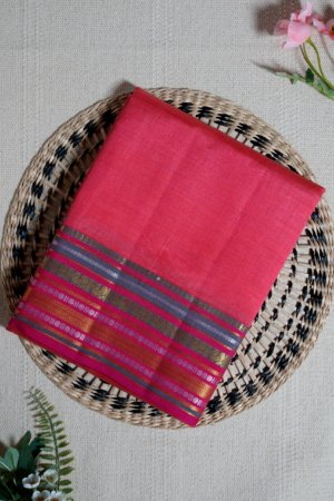 Deep Pink Raw Silk Saree