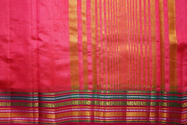 Deep Pink Raw Silk Saree - Image 3