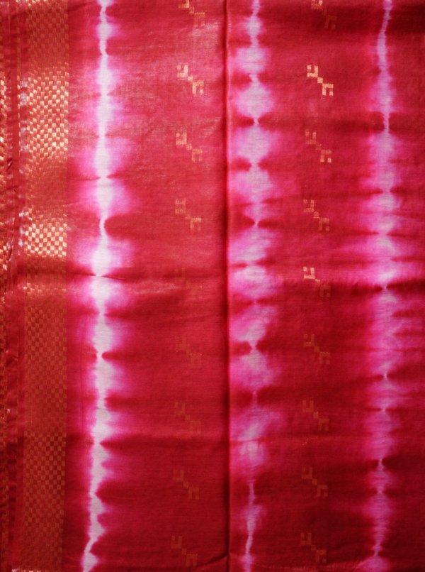 Deep Pink Soft Cotton Saree - Image 2