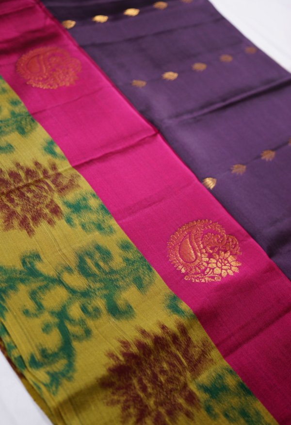 Deep Purple Pure Silk Handloom Saree - Image 4