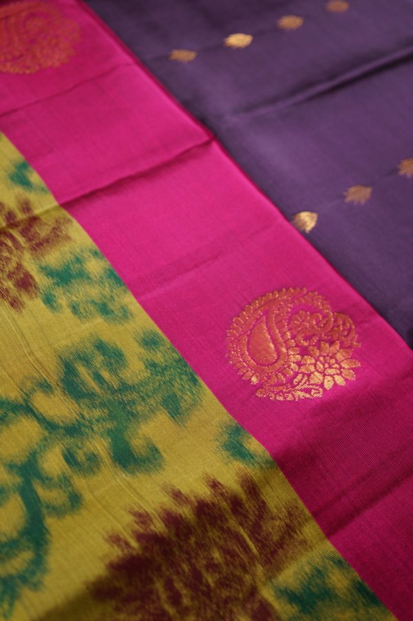 Deep Purple Pure Silk Handloom Saree - Image 5