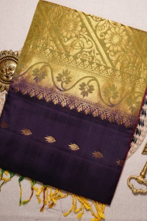 Deep Purple Pure Silk Handloom Saree