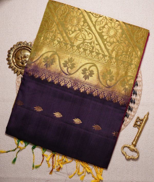 Deep Purple Pure Silk Handloom Saree