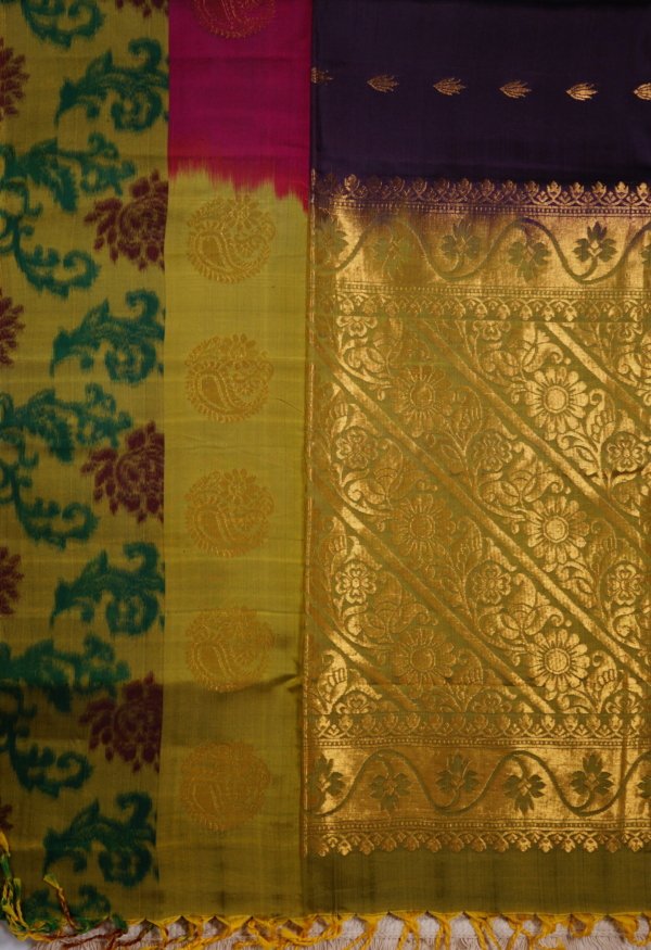 Deep Purple Pure Silk Handloom Saree - Image 3