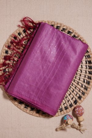 Deep Purple Self Weaving Pure Cotton Saree