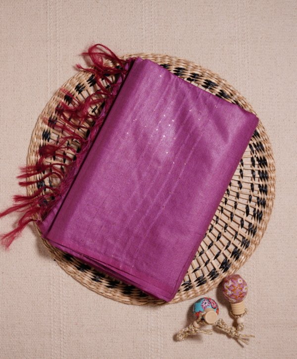 Deep Purple Self Weaving Pure Cotton Saree