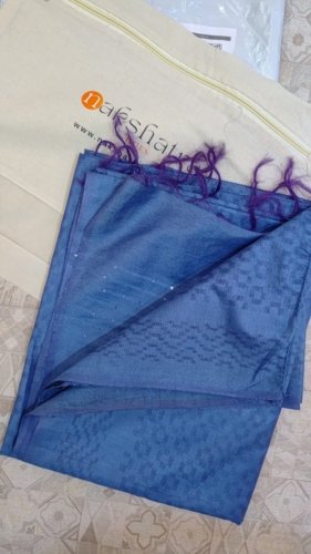 Blue Self Weaving Soft Cotton Saree photo review