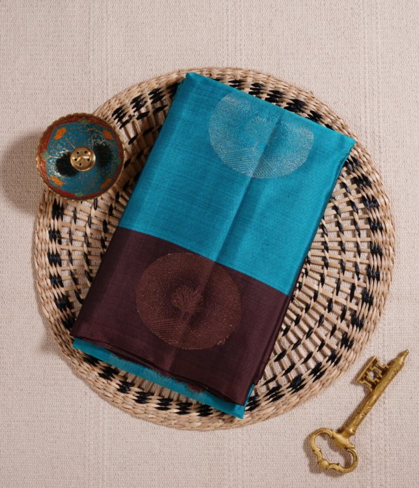 Firozi Blue Pure Silk Handloom Saree