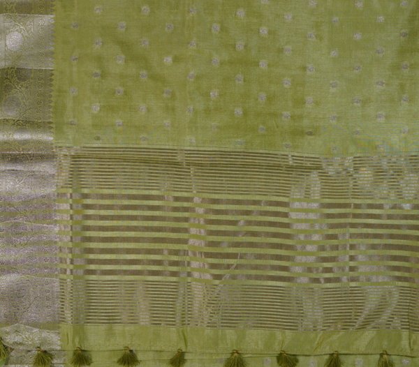 Light Green Raw Silk Saree - Image 2