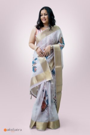 Light Lavender Double Layer Organza Saree