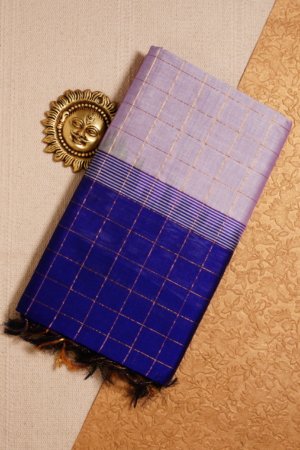 Lilac Pure Cotton Silk Handloom Ikat Border Saree