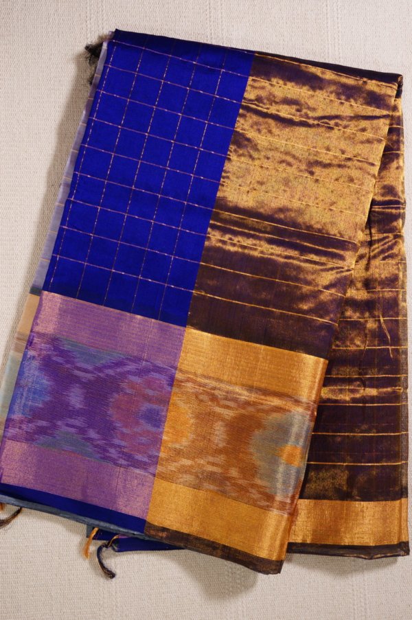 Lilac Pure Cotton Silk Handloom Ikat Border Saree - Image 4