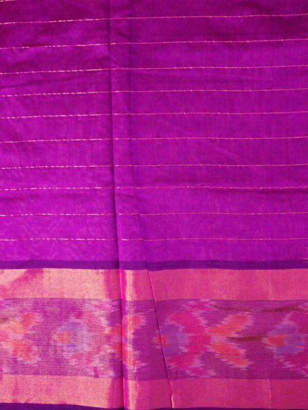 Light Peach Pure Cotton Silk Handloom Ikat Border Saree - Image 5