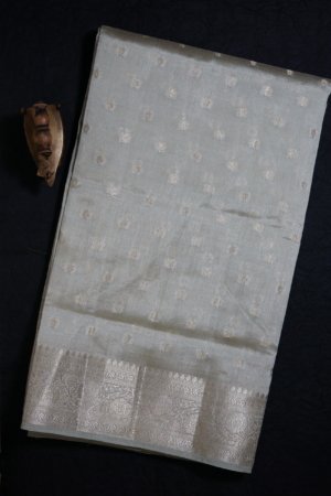 Light Silver Raw Silk Saree