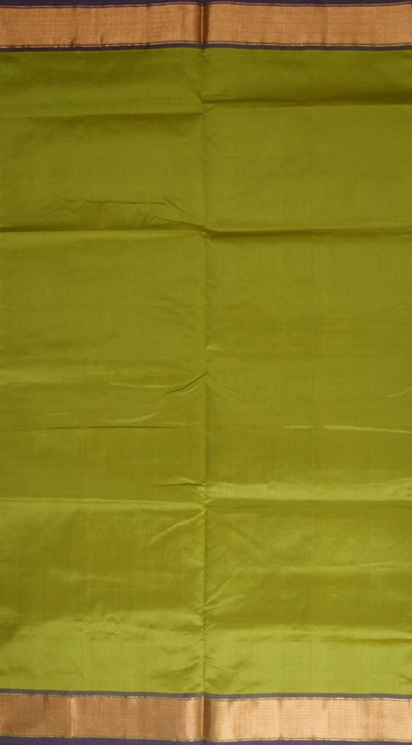 Lime Green Pure Cotton Silk Handloom Saree - Image 3