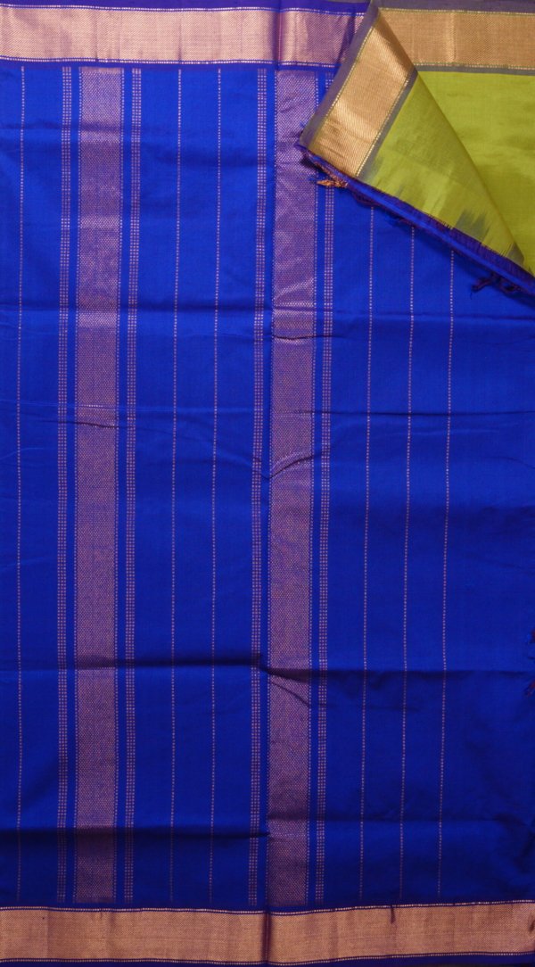 Lime Green Pure Cotton Silk Handloom Saree - Image 4