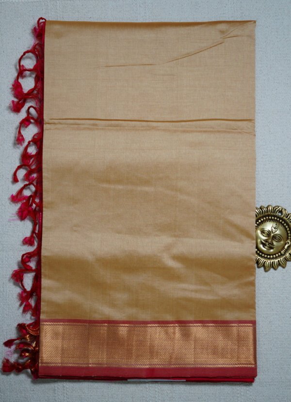 Pale Gold Pure Cotton Silk Handloom Saree - Image 2