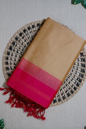 Pale Gold Pure Cotton Silk Handloom Saree