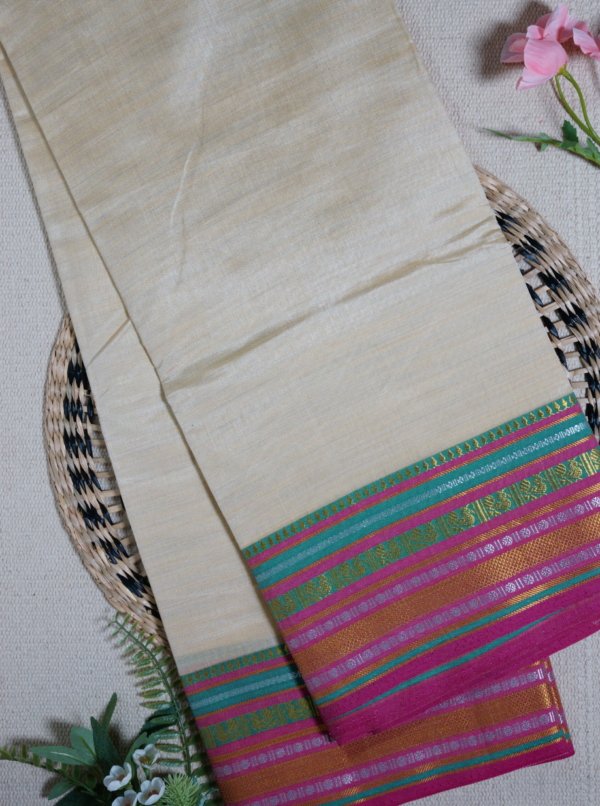 Pearl White Raw Silk Saree - Image 2