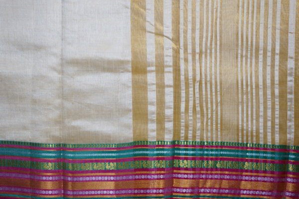 Pearl White Raw Silk Saree - Image 3