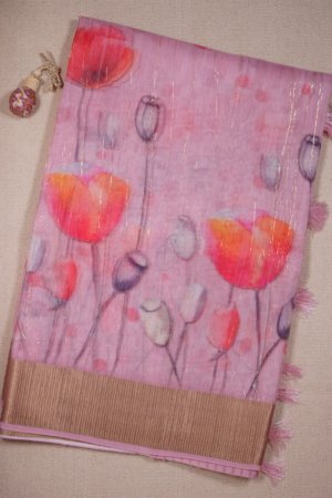 Pink Organza Double Layer Saree