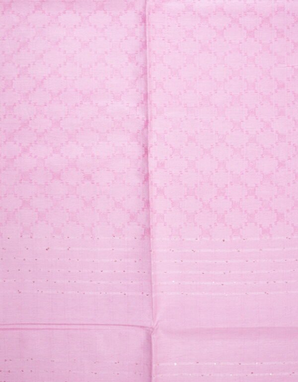 Powdered Pink Self Weaving Soft Cotton Saree - Image 2
