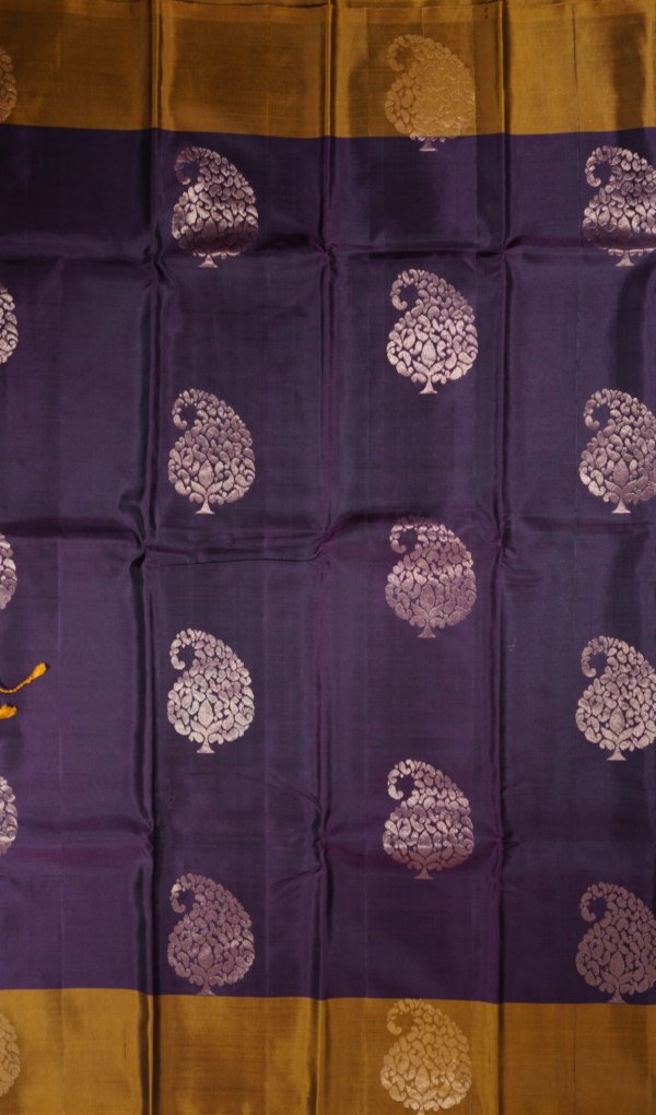 Purple Pure Silk Handloom Saree - Image 2