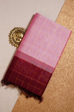 Soft Light Pink Pure Cotton Silk Handloom Ikat border Saree