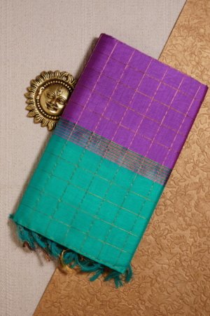Turquoise Green Pure Cotton Silk Handloom Ikat Border Saree