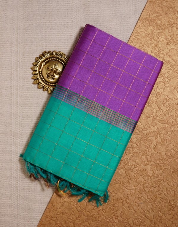 Turquoise Green Pure Cotton Silk Handloom Ikat Border Saree