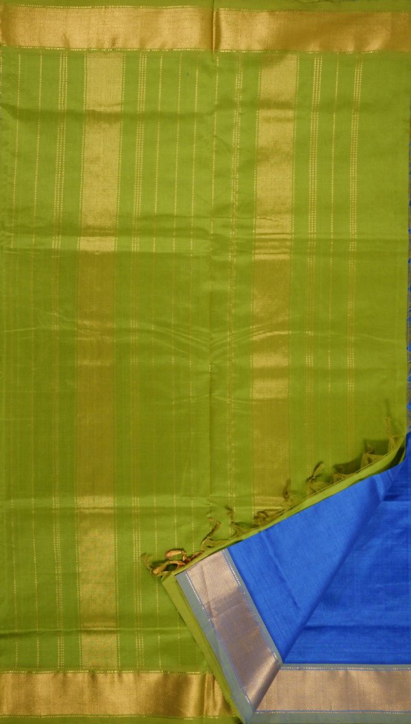 Vibrant Royal Blue Pure Cotton Silk Handloom Saree - Image 4