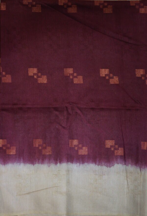 Burgundy Soft Cotton Saree - Image 2
